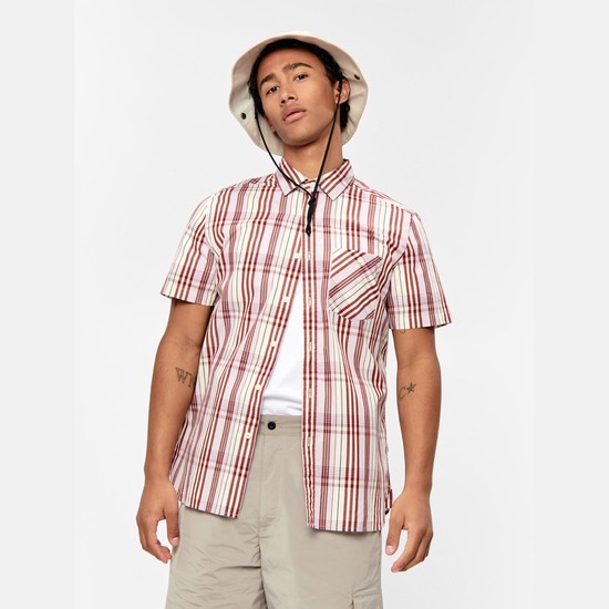 Aigle Traditional Check Shirts Men Pink/White ZA-37681